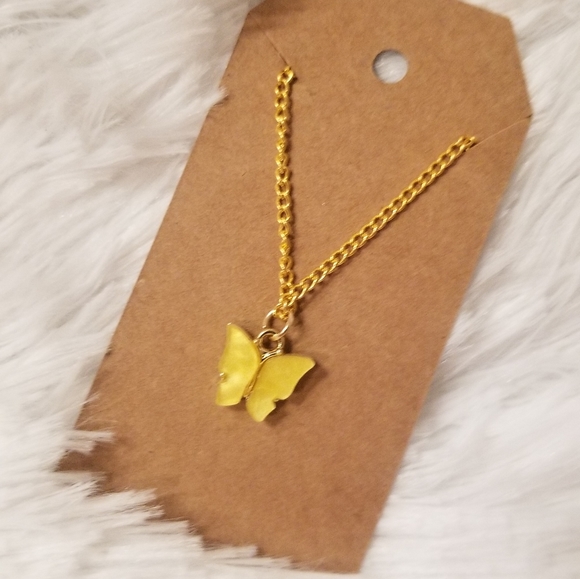 Yellow Butterfly Necklace - Picture 3 of 7